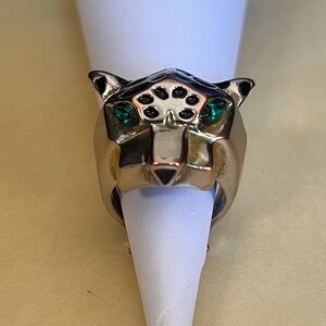 Leopard Head Ring w/ Green Eyes Sz 8.5